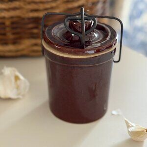 1970s Vintage stoneware ceramic crock